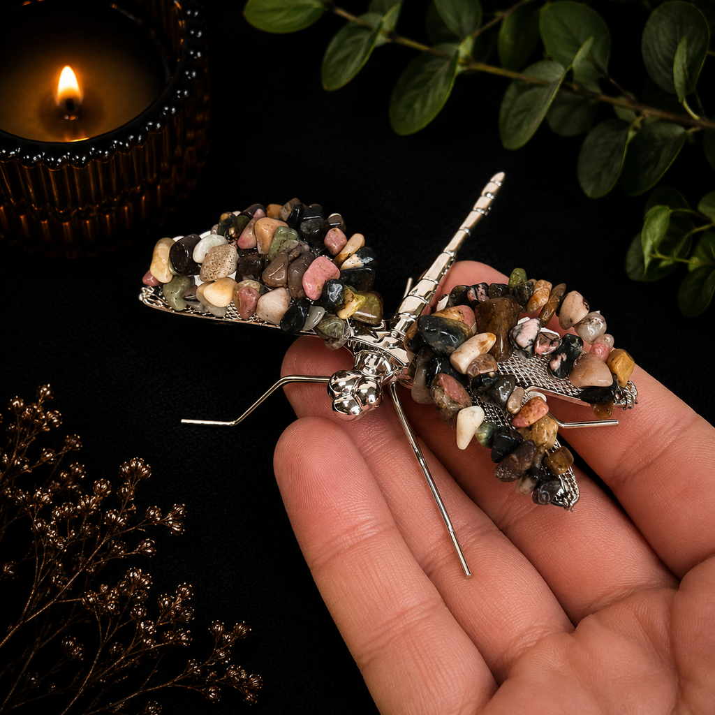 Gemstone Dragonfly - Rhodonite