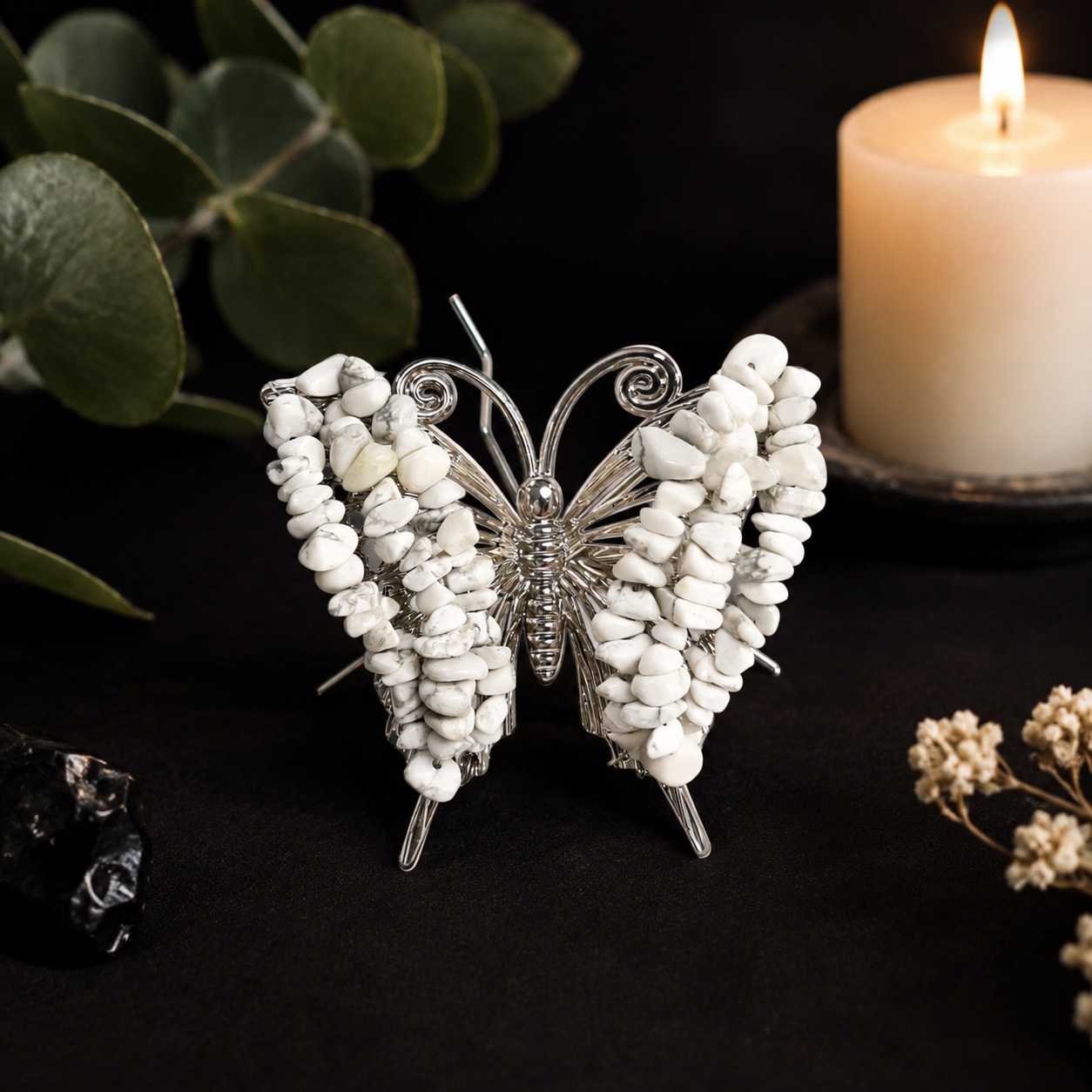 Gemstone Butterfly - White Howlite