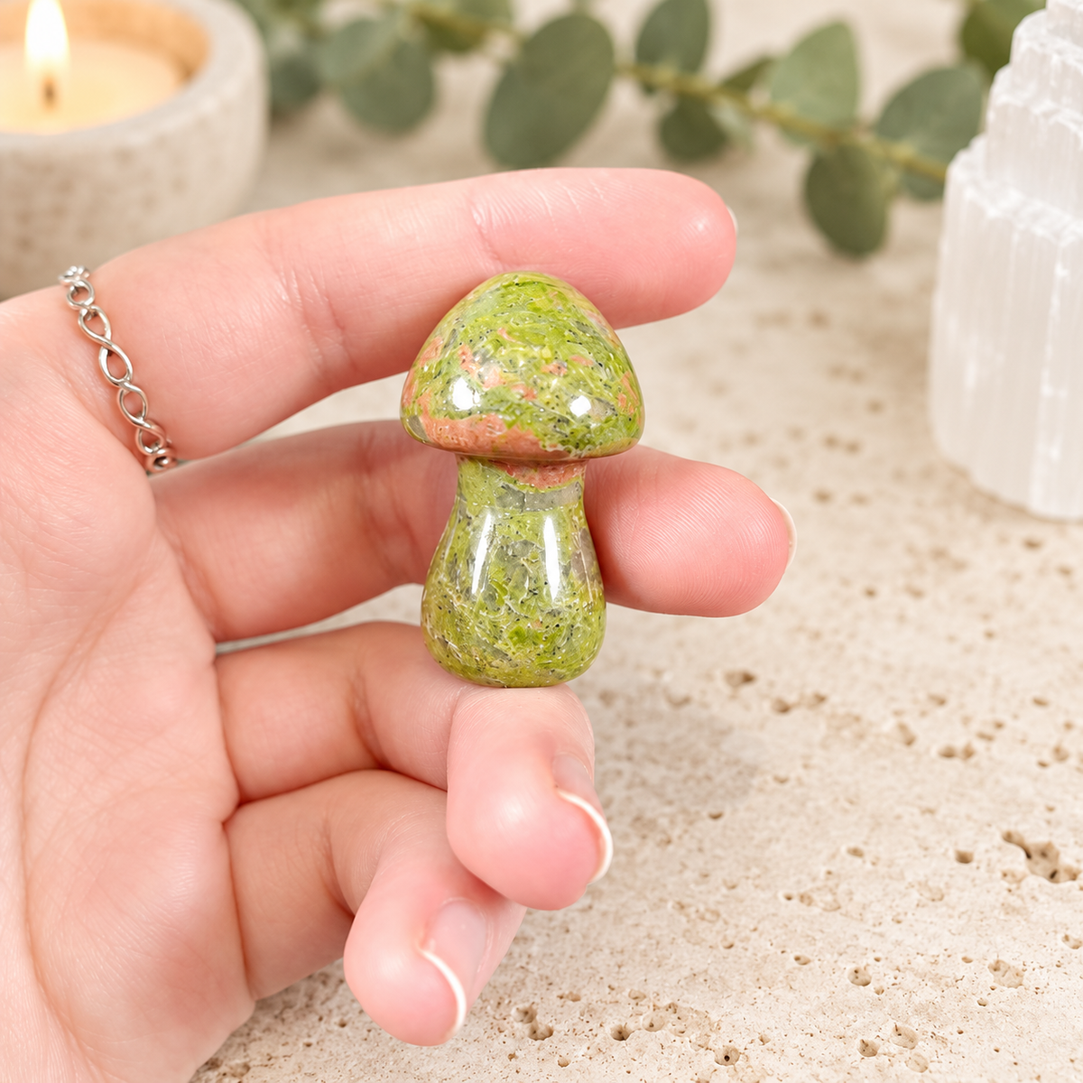 Unakite 4cm Gemstone Mushroom