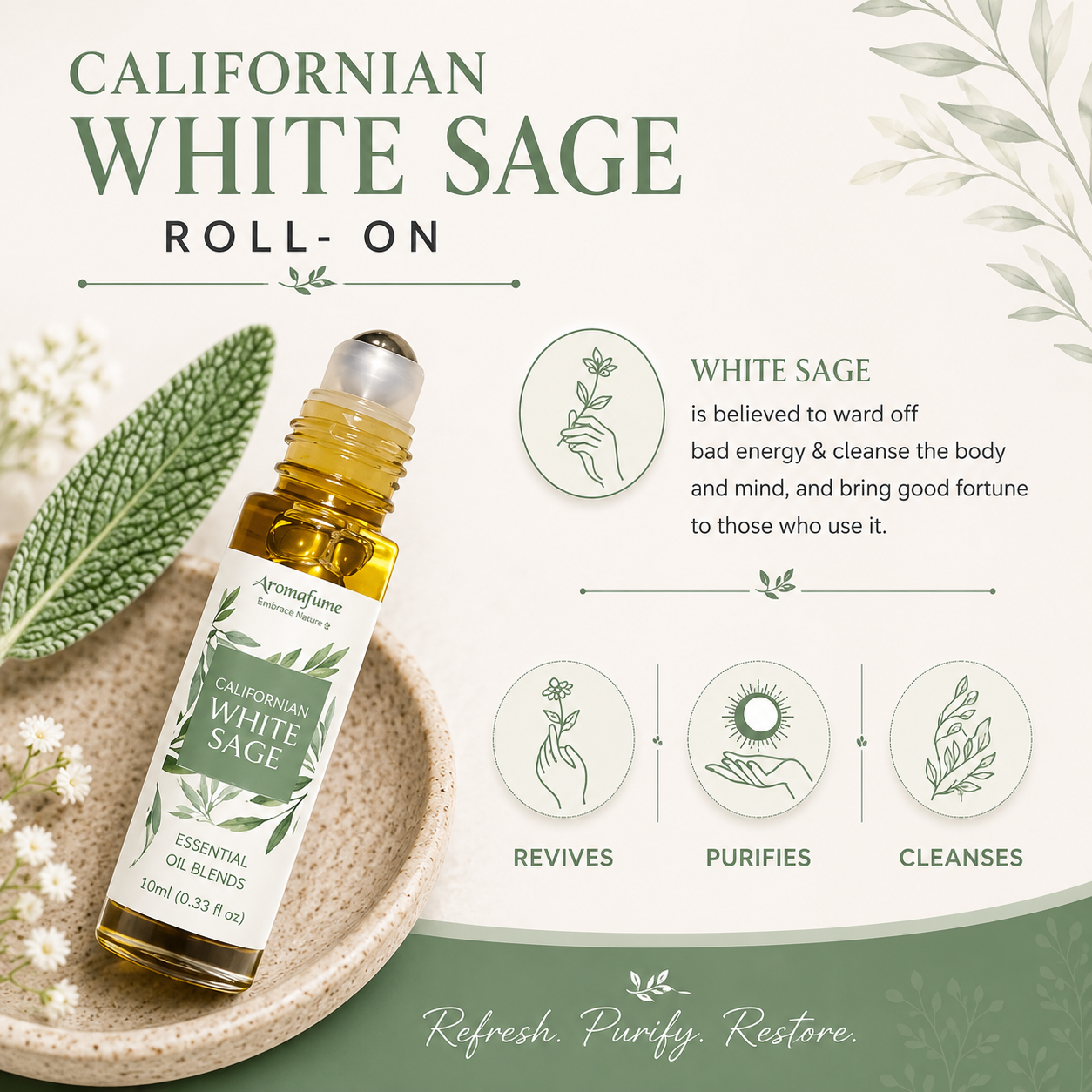 Californian White Sage Essential Oil Roll-On 10ml