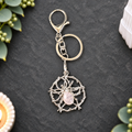 Rose Quartz Spider Keyring