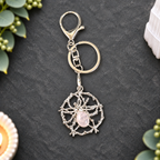 Rose Quartz Spider Keyring
