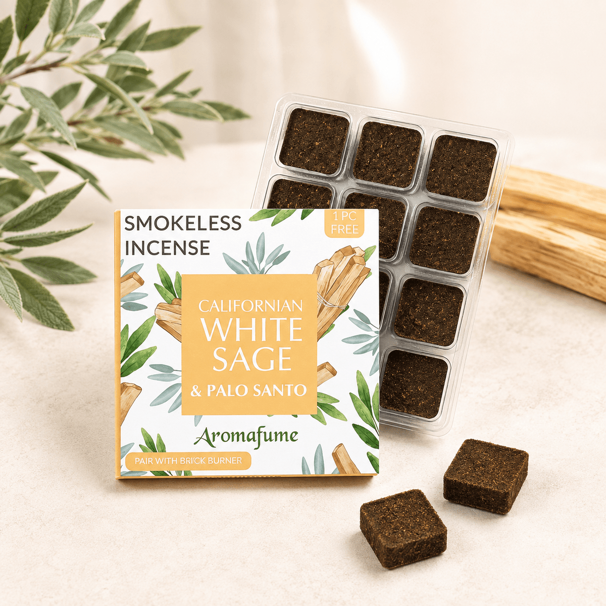 California White Sage & Palo Santo Incense Bricks Refill Pack