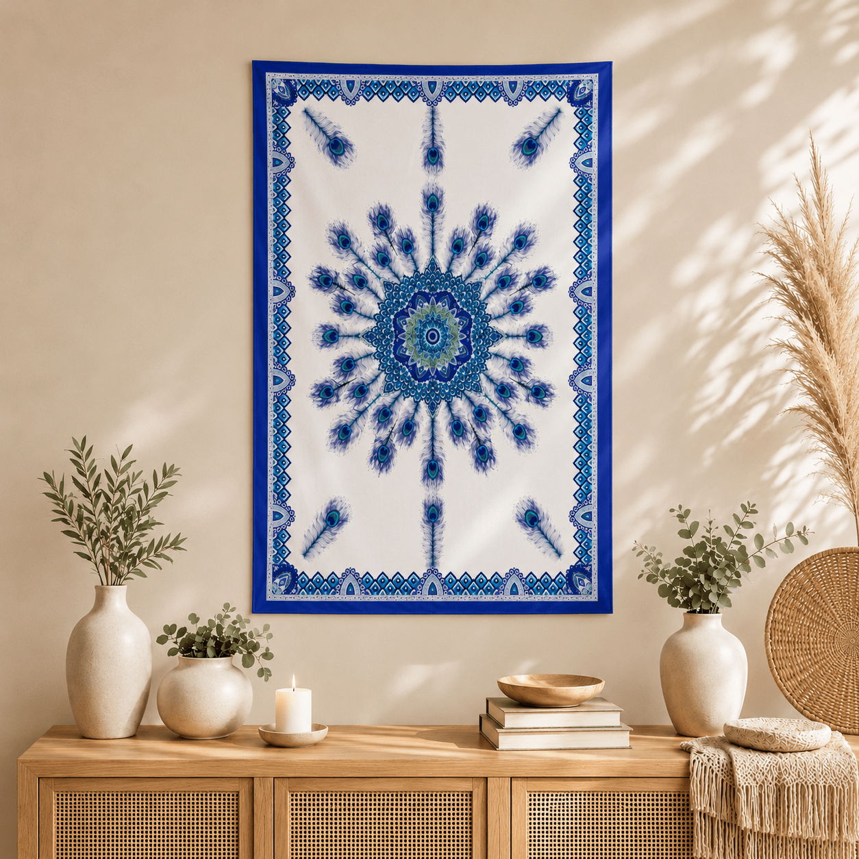 Peacock Print Cotton Tapestry