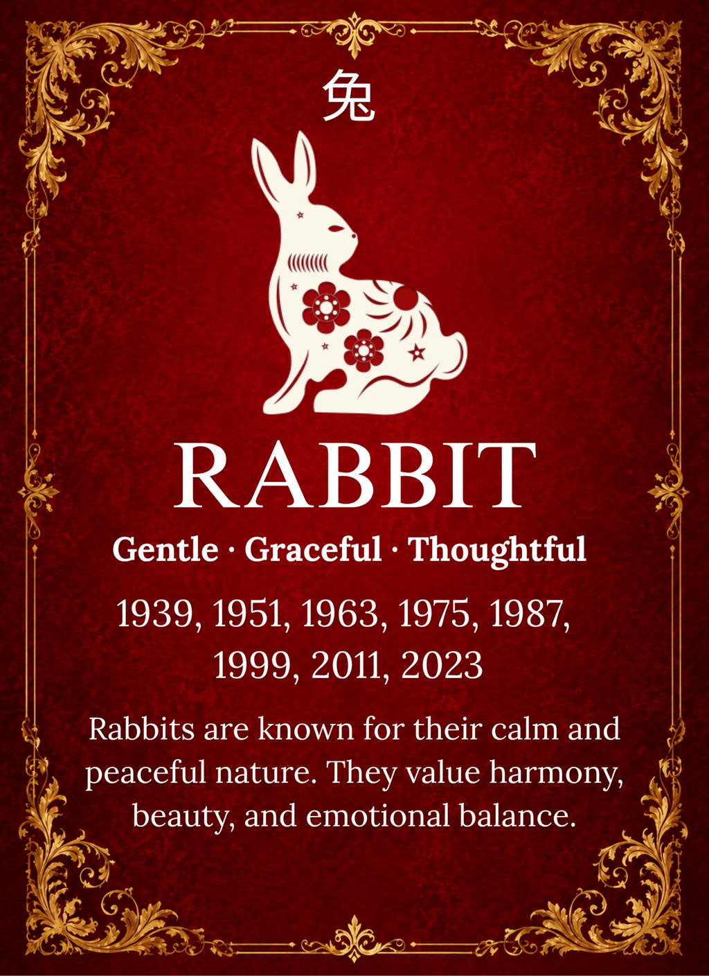 Year of the Rabbit Chinese Zodiac 4cm Glass Magnet