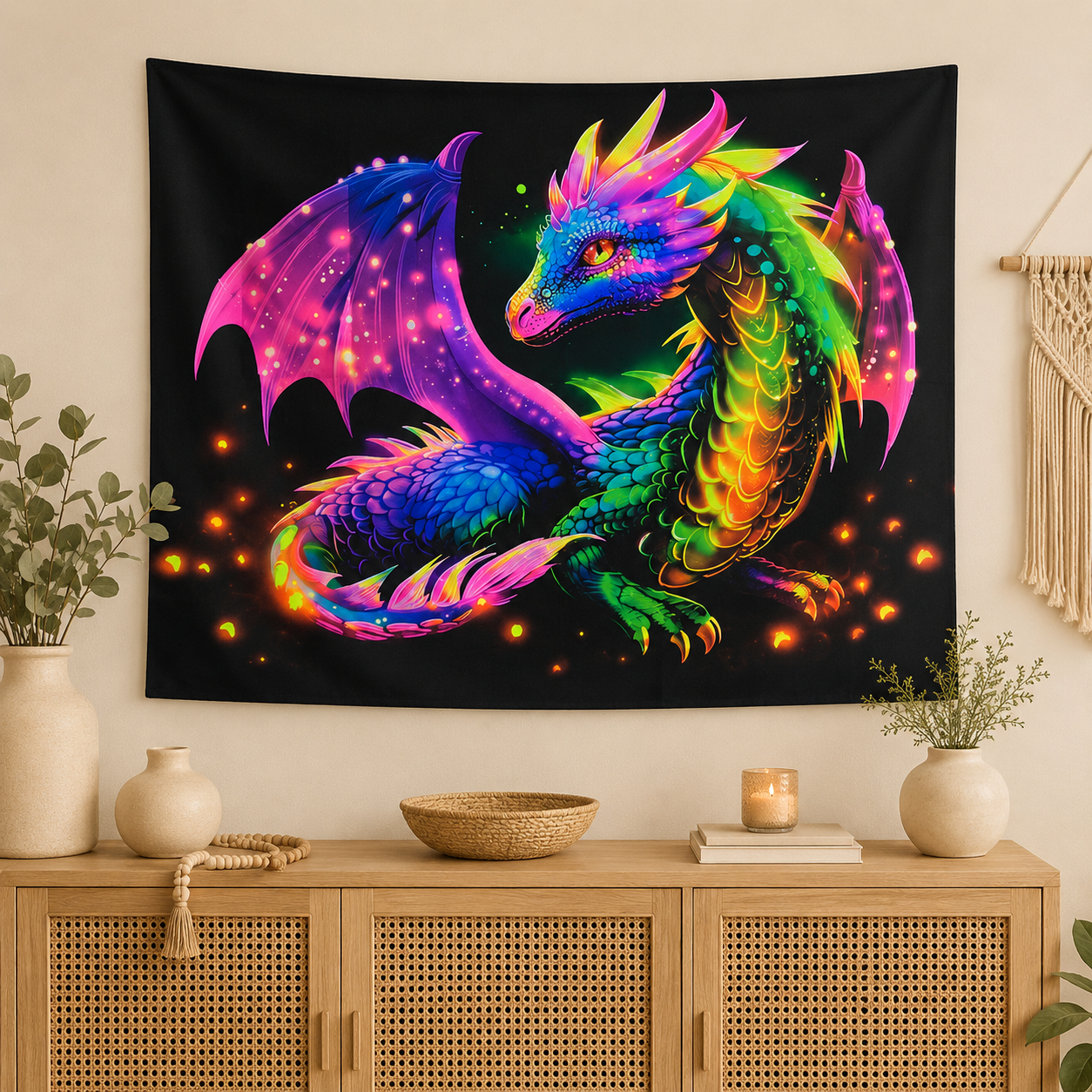 Neon Dragon Wall Hanging