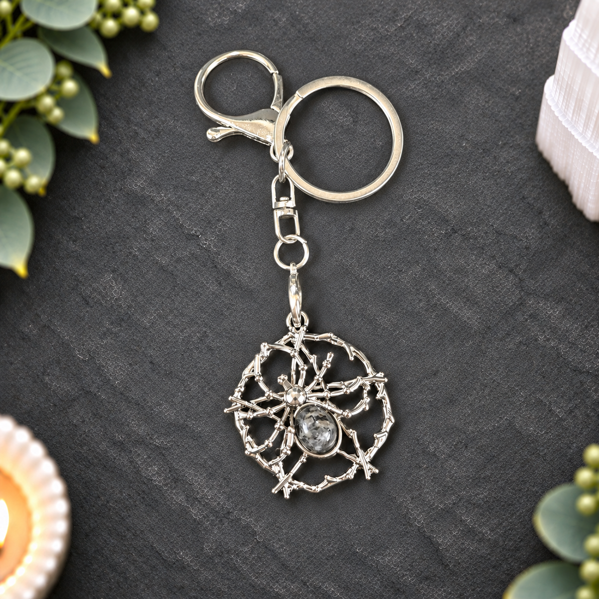 Larvikite Spider Keyring