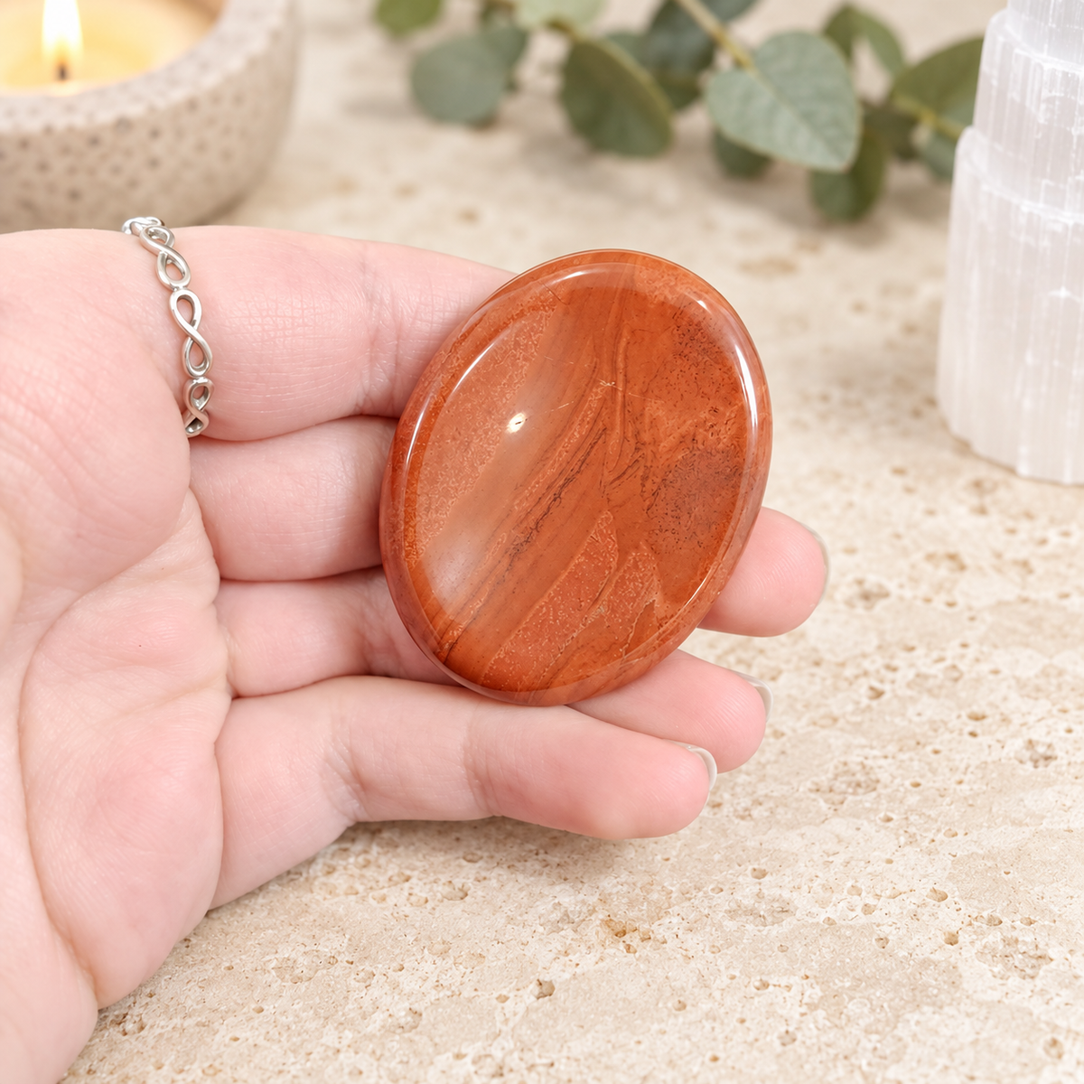 Red Jasper Oval Shape Worry Stone (Thumb Stone)