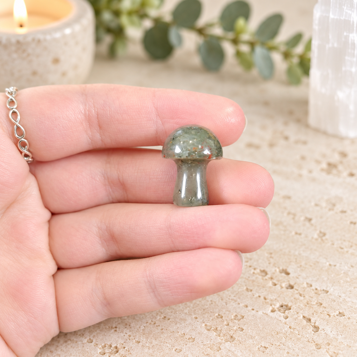 Bloodstone 2cm Gemstone Mushroom