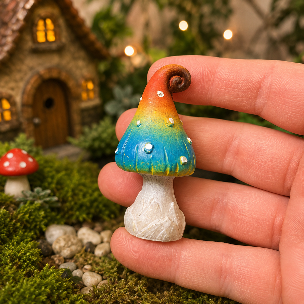 6cm Rainbow Red Top Mushroom