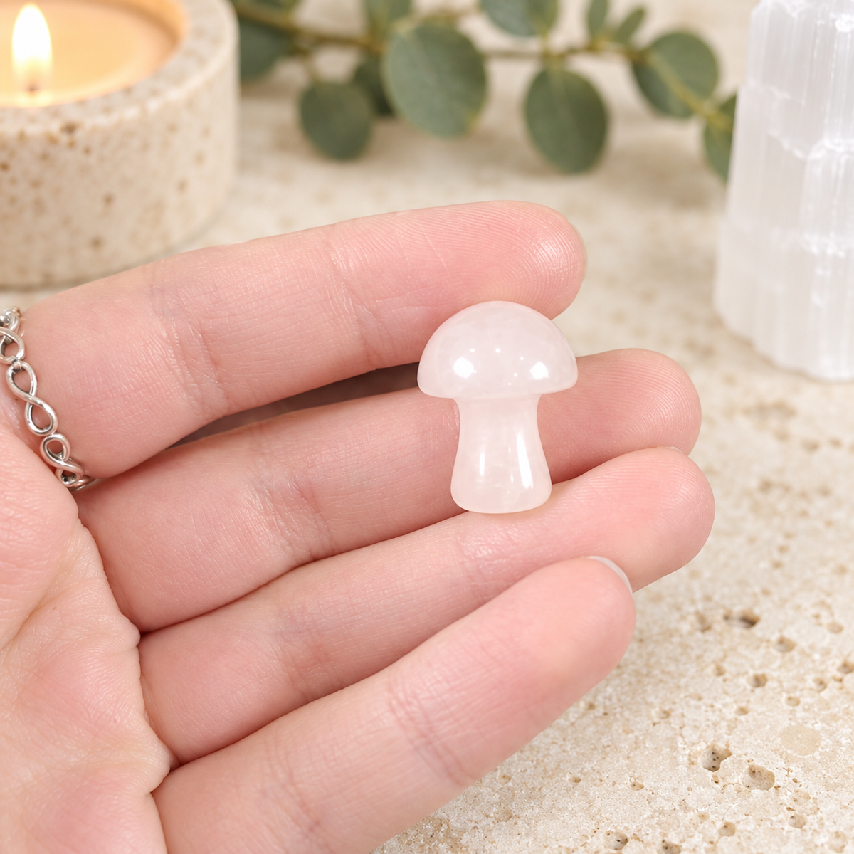 Rose Quartz 2cm Gemstone Mushroom