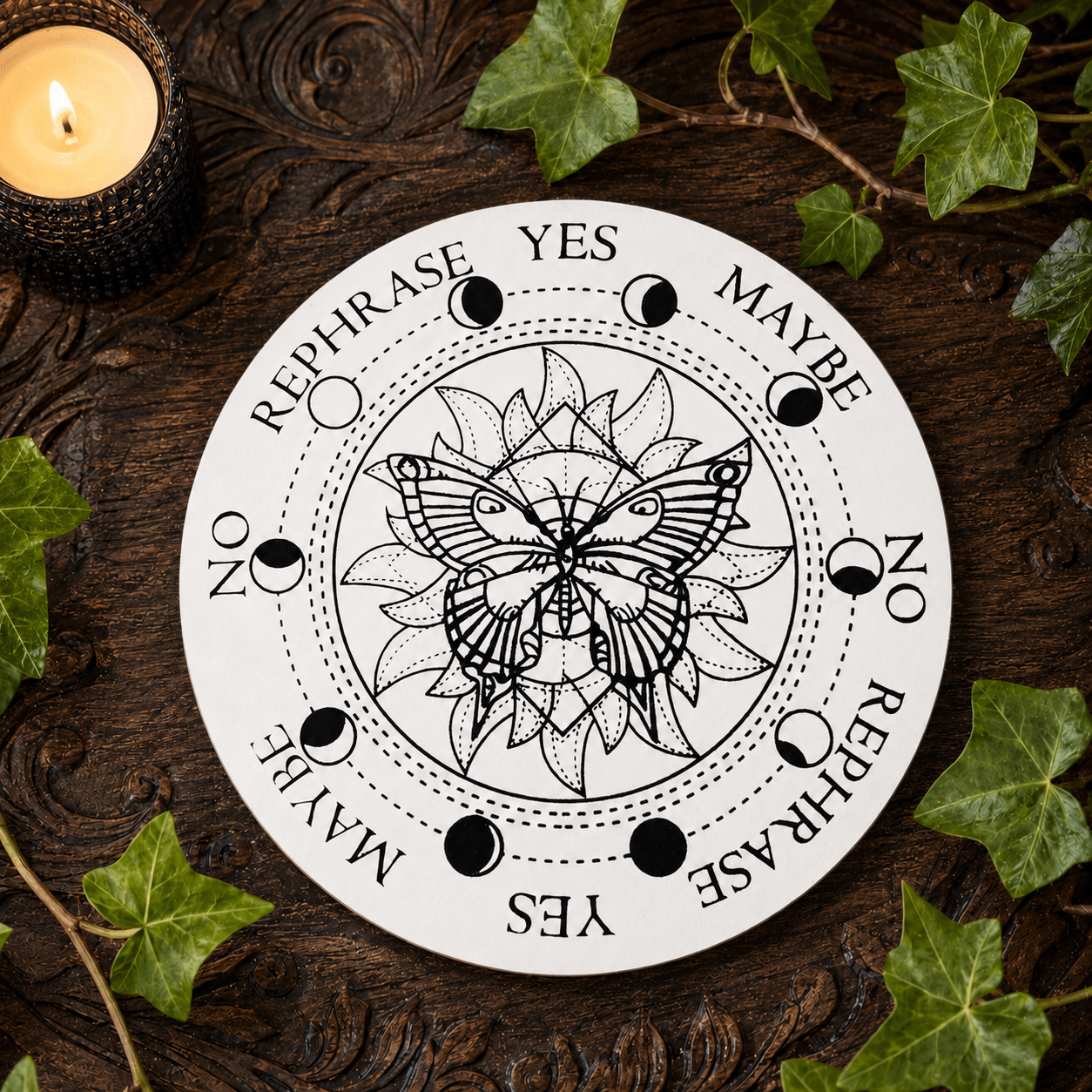 15cm Butterfly on White Pendulum/Divination Board