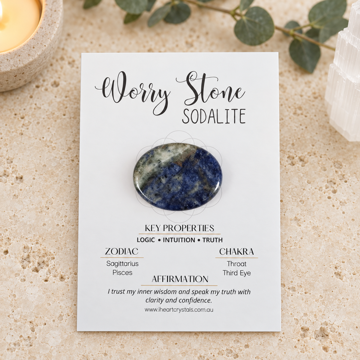 Sodalite Oval Shape Worry Stone (Thumb Stone)