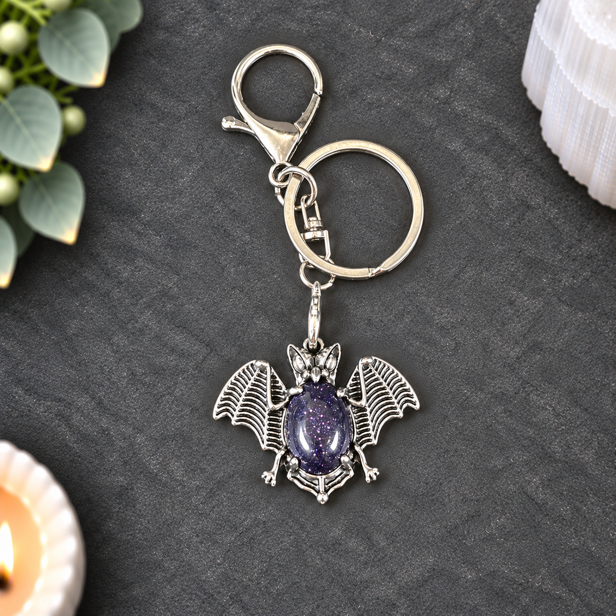 Blue Goldstone Bat Keyring