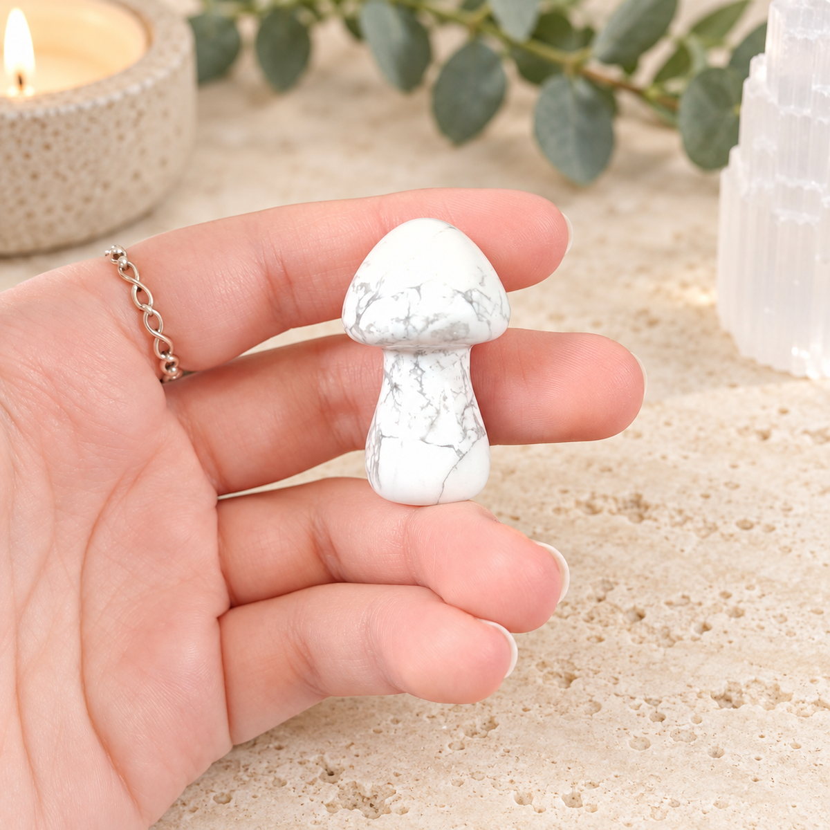 White Howlite 4cm Gemstone Mushroom