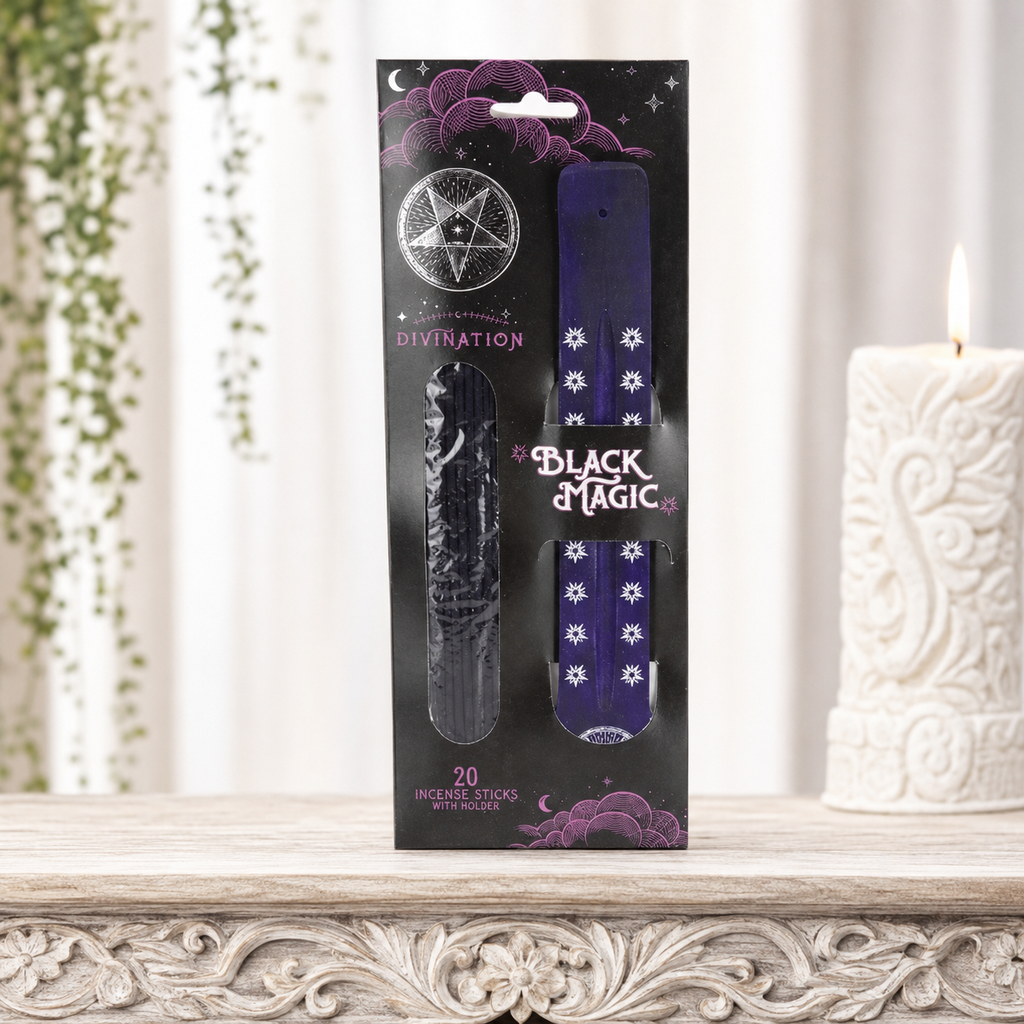 Black Magic Divination Incense Holder with 20 Incense Sticks (Lavender & Rosemary)