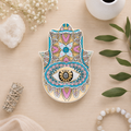 16cm Yellow & Gold Hamsa Ceramic Trinket Dish