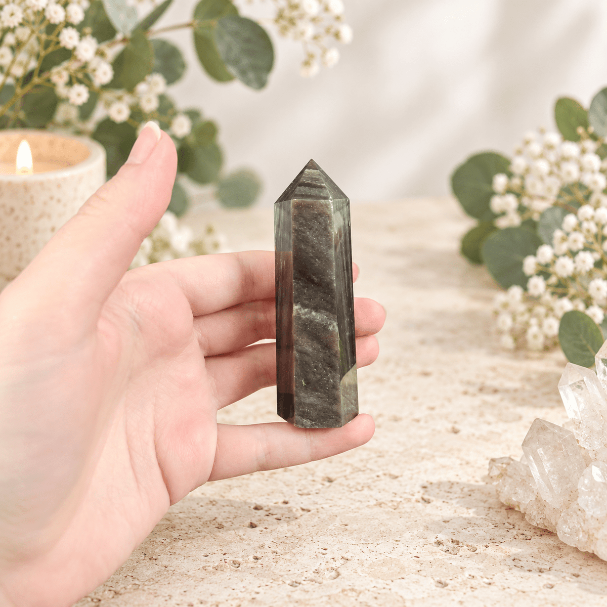 78g Silver Sheen Obsidian Tower