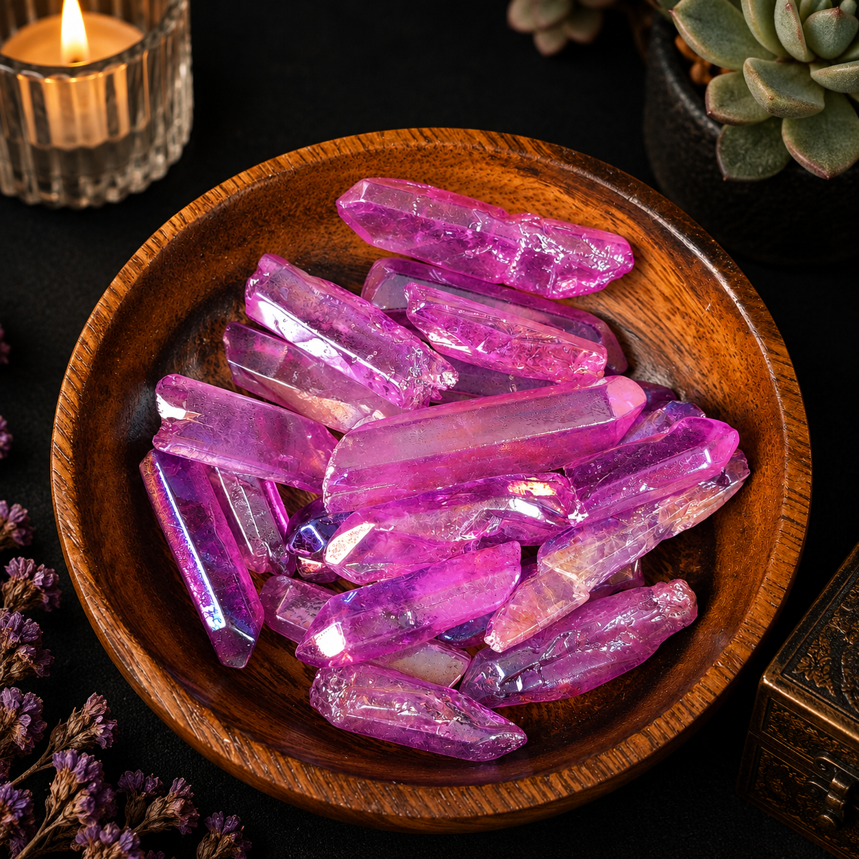 100g Aura Coated Quartz Pieces - Purple