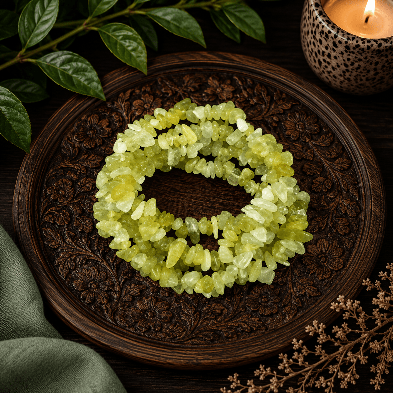 Lemon Jade Gemstone Chip Bracelet