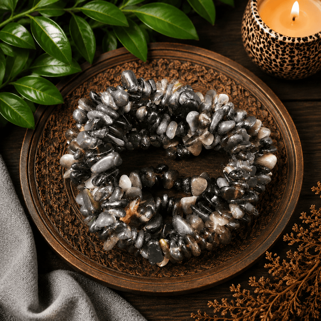Silver Sheen Obsidian Gemstone Chip Bracelet
