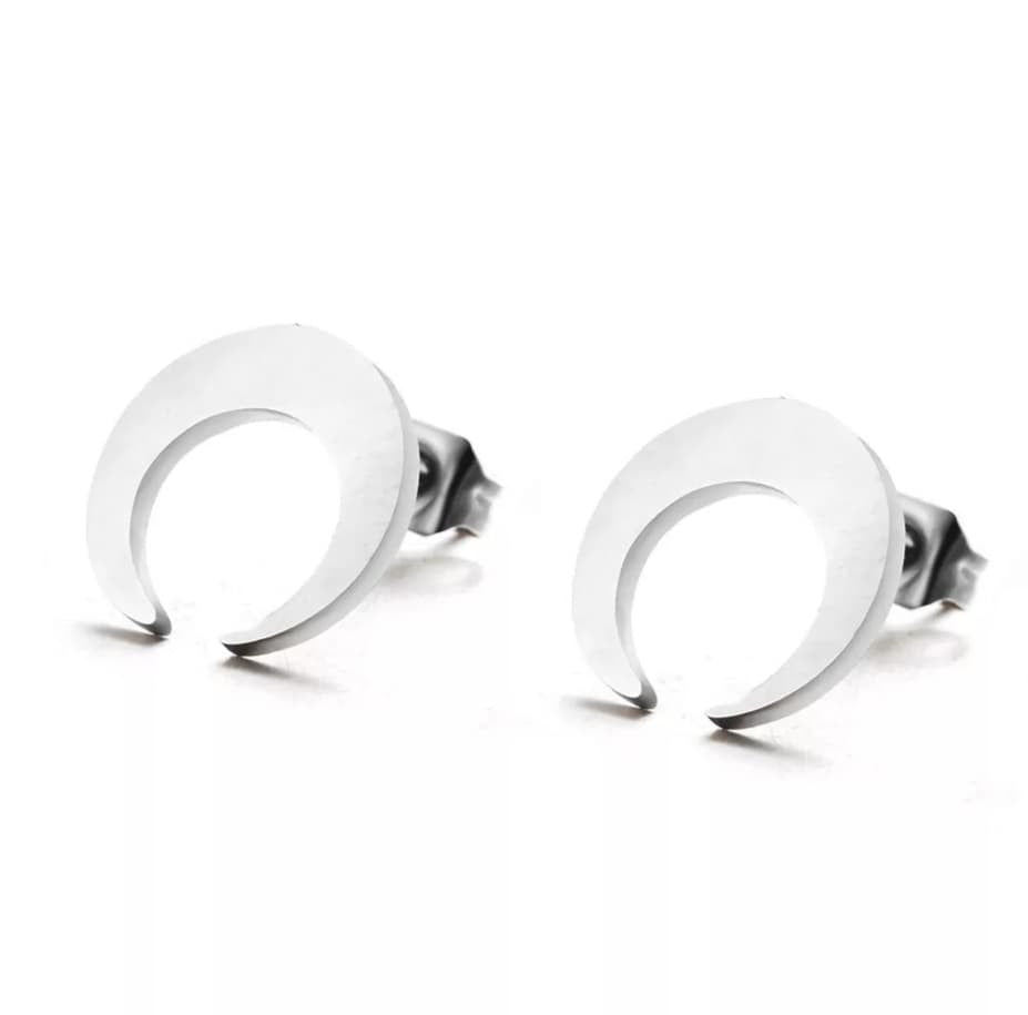 Stainless Steel Stud Earrings - Moons
