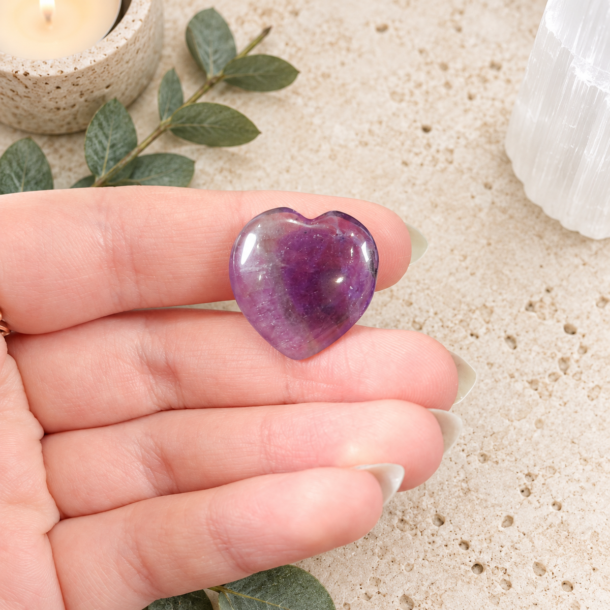 Amethyst 2cm Gemstone Heart