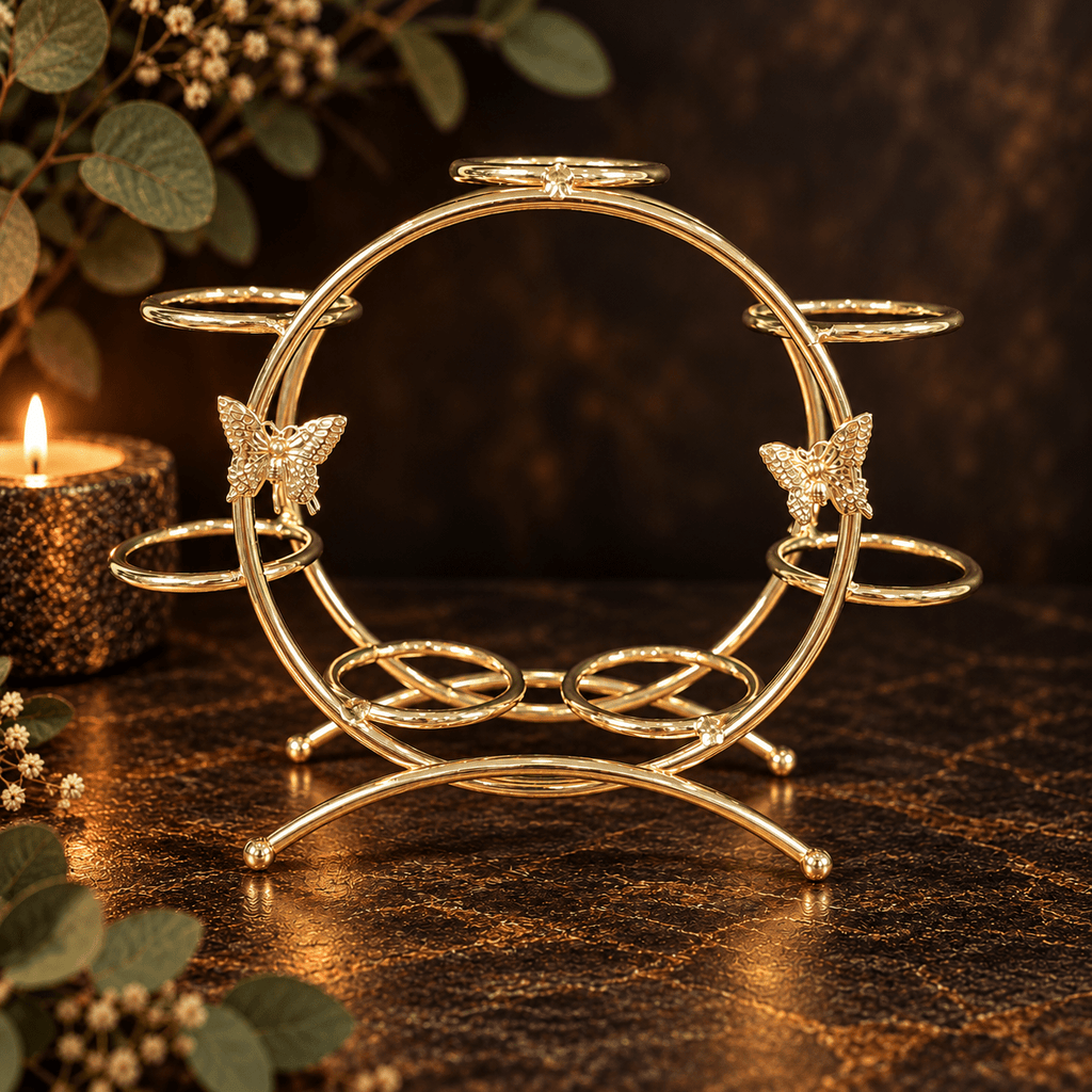Gold Metal Butterfly Sphere Stand