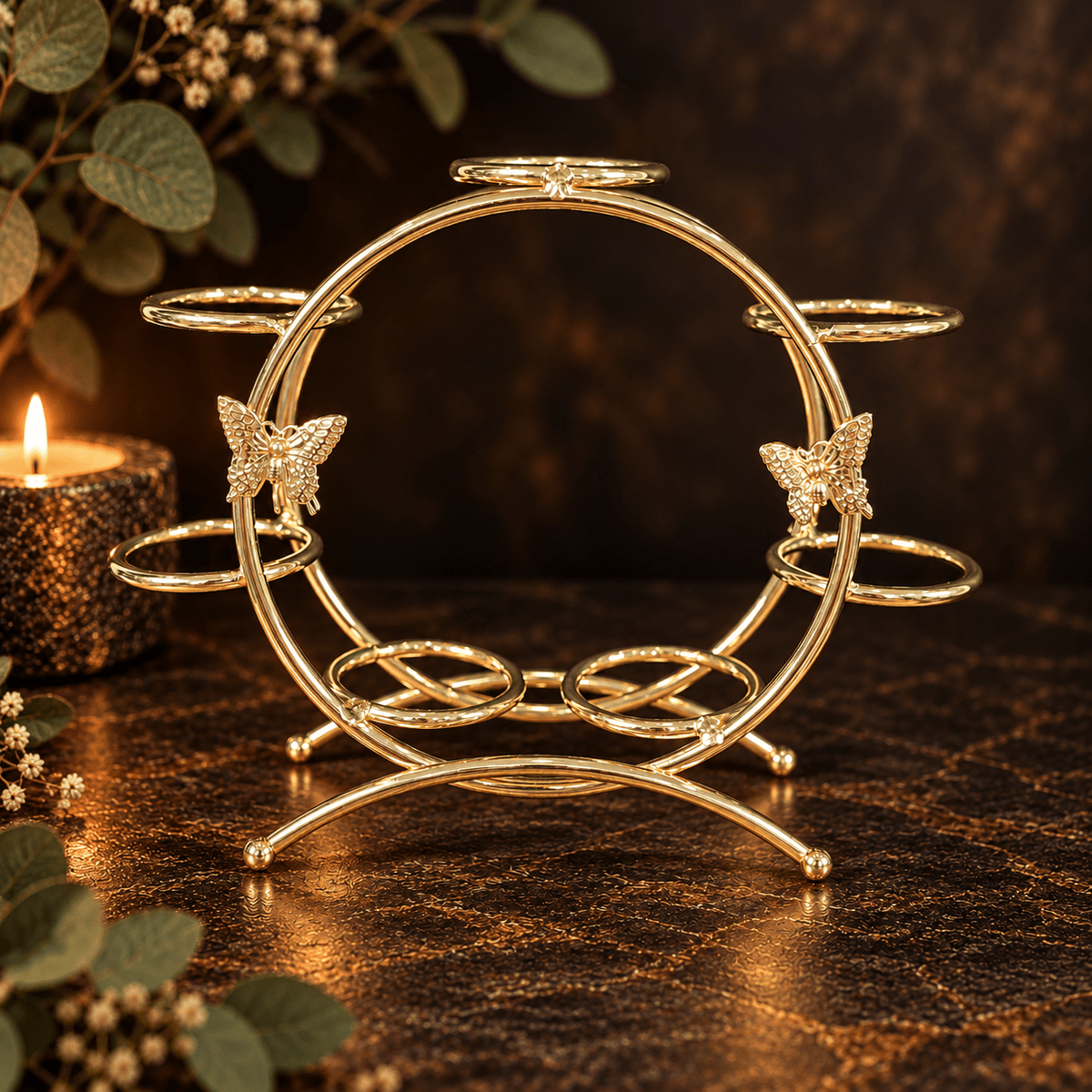 Gold Metal Butterfly Sphere Stand