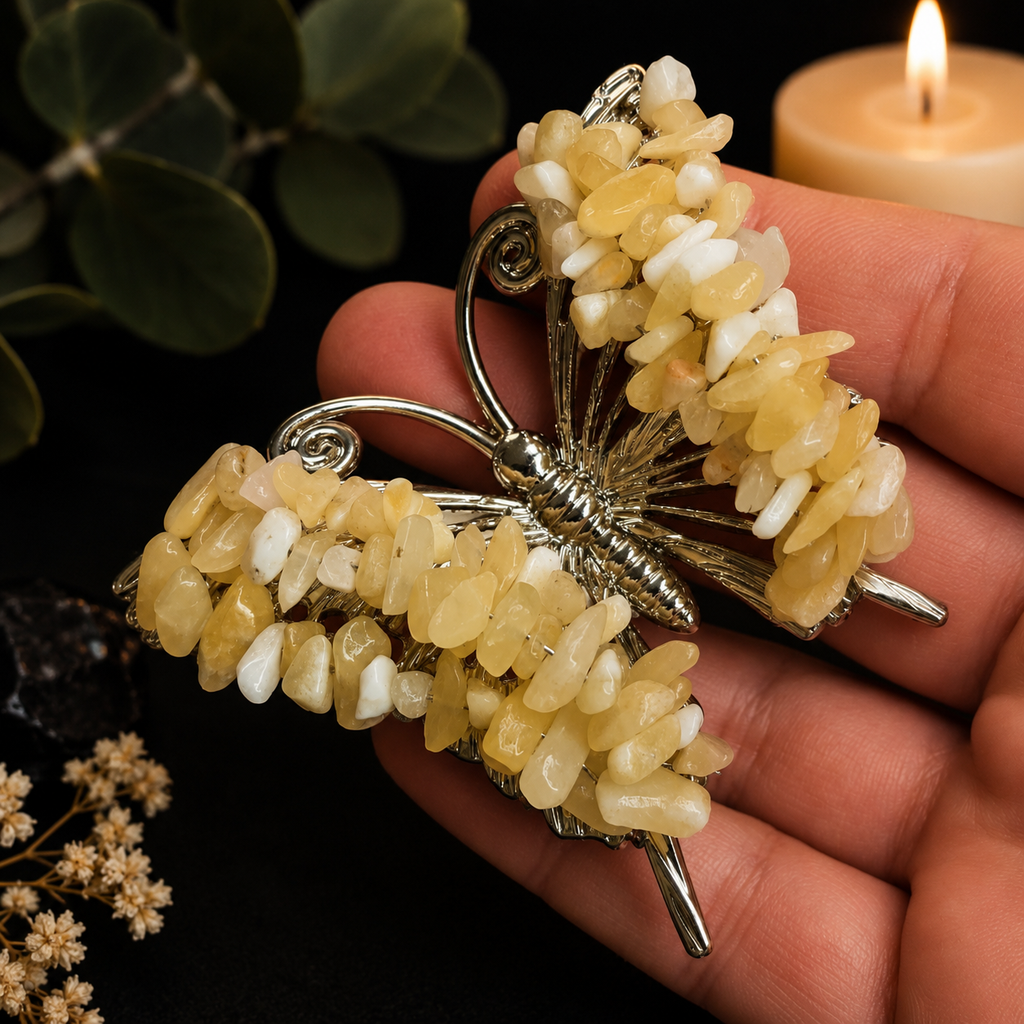 Gemstone Butterfly - Yellow Calcite