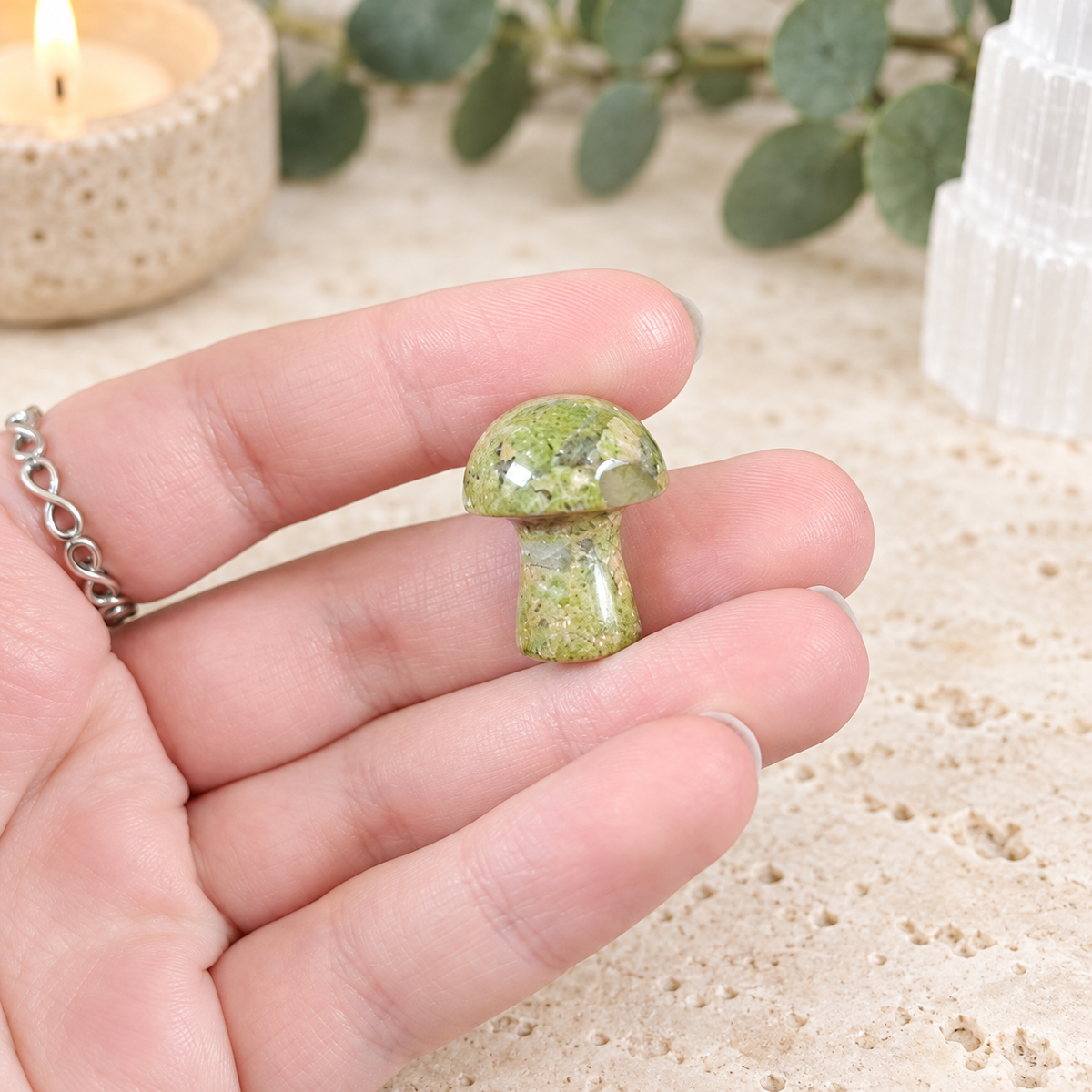 Unakite 2cm Gemstone Mushroom