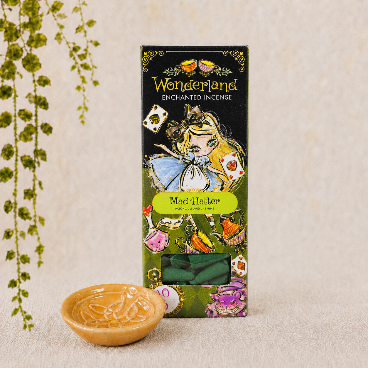 Mad Hatter - Patchouli & Jasmine Wonderland Enchanted 40 Incense Cones & Ceramic Holder