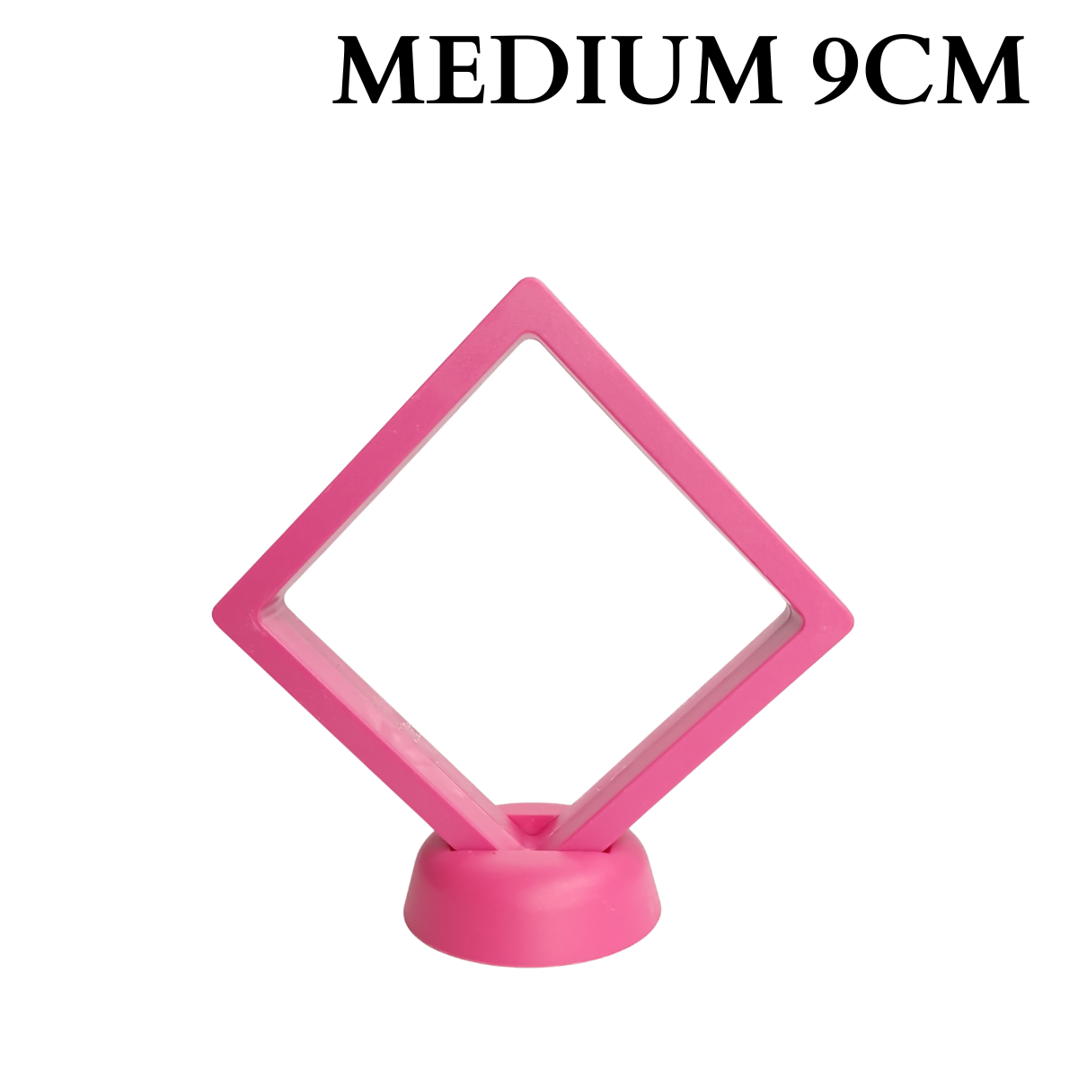 9cm Medium Square Floating Display Stand - Dark Pink