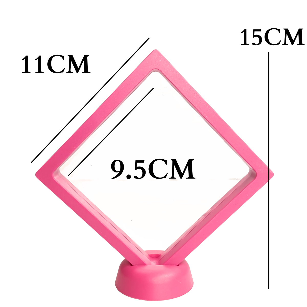 11cm Large Square Floating Display Stand - Dark Pink