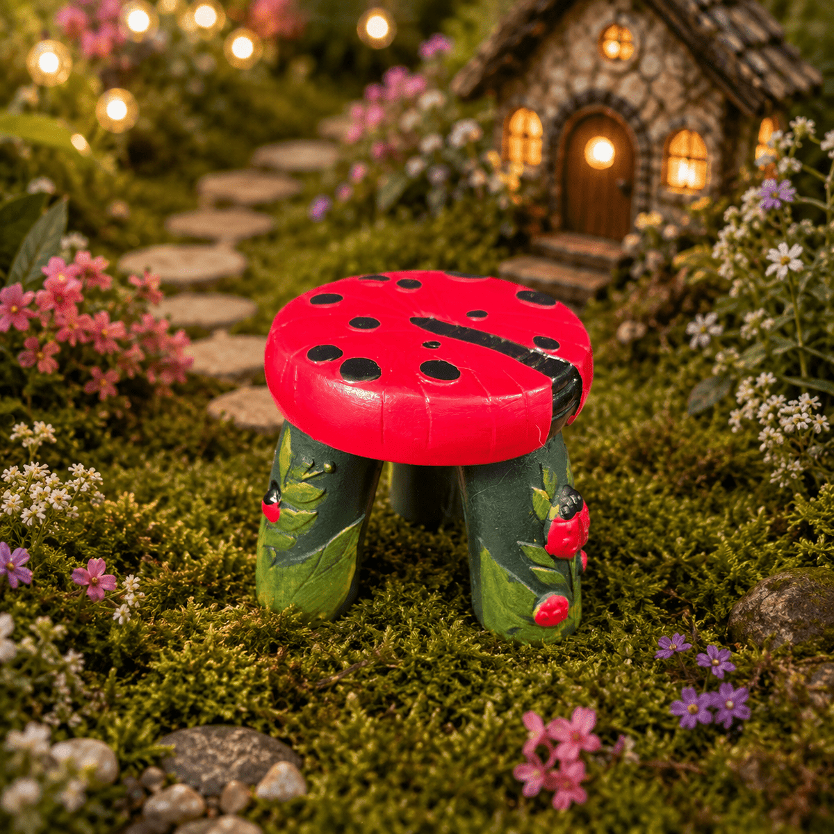 6cm Ladybug Fairy Garden Stools
