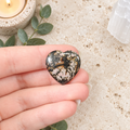 Black Line Rhodonite 2cm Gemstone Heart