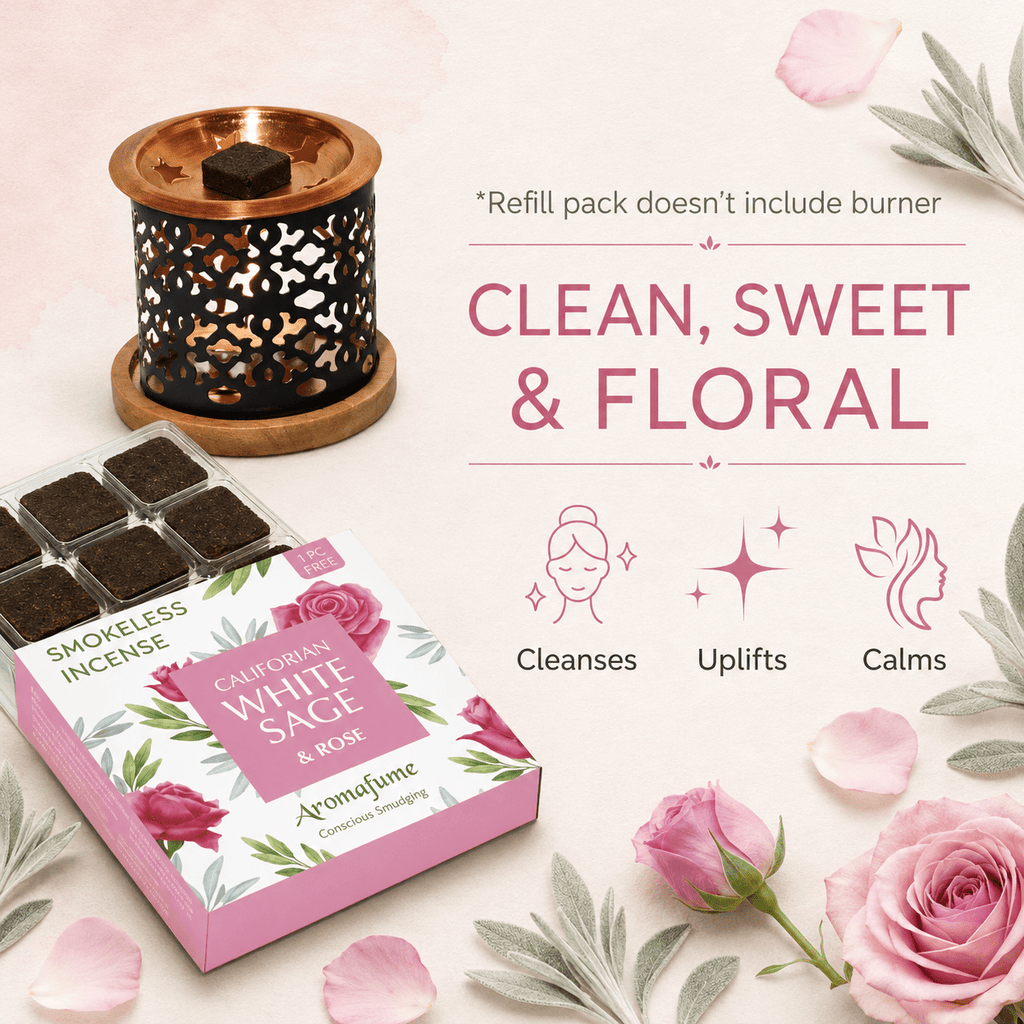 California White Sage & Rose Incense Bricks Refill Pack