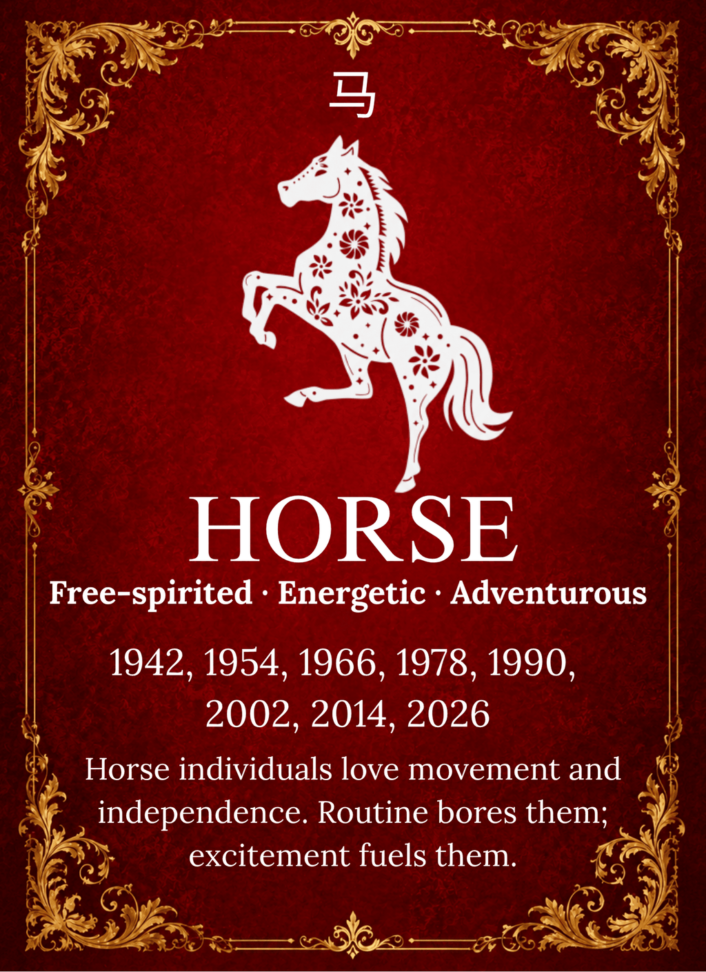 Year of the Horse Chinese Zodiac 4cm Glass Magnet