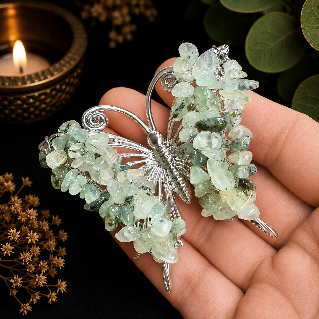 Gemstone Butterfly - Prehnite