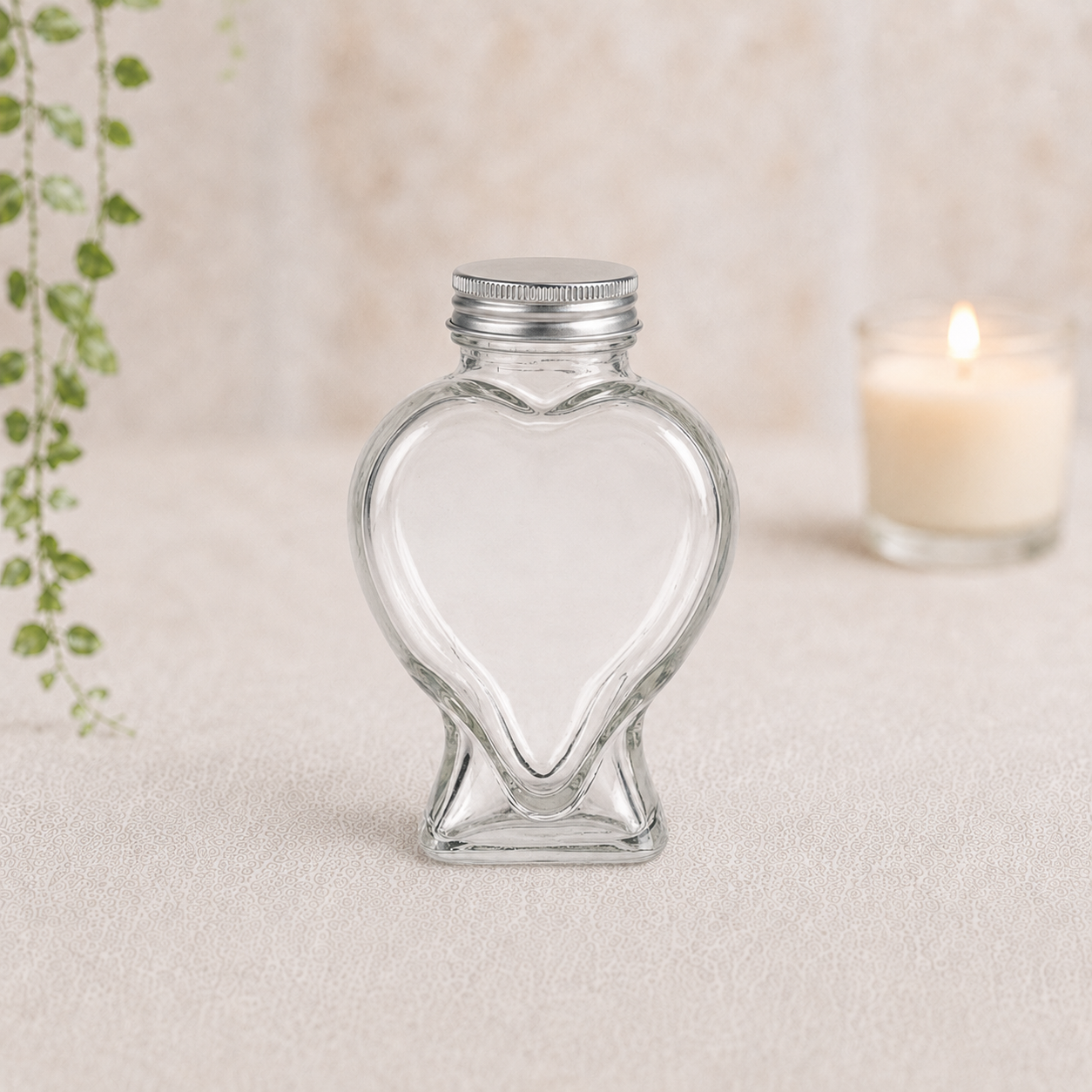 Large 225ml Heart Glass Jar