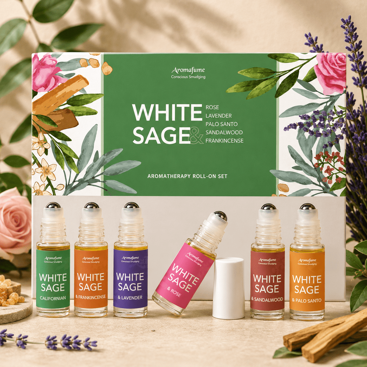 White Sage Aromatherapy Set of 6 Roll On 5ml