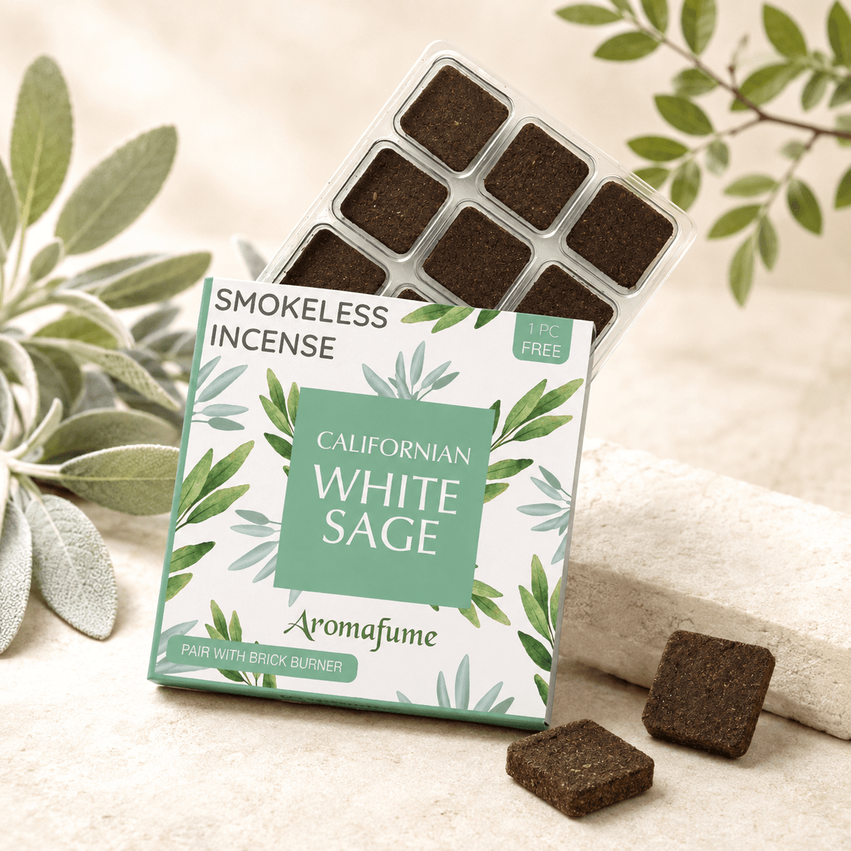 California White Sage Incense Bricks Refill Pack
