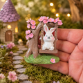 7cm Bunny with Pink Flowers on Swing