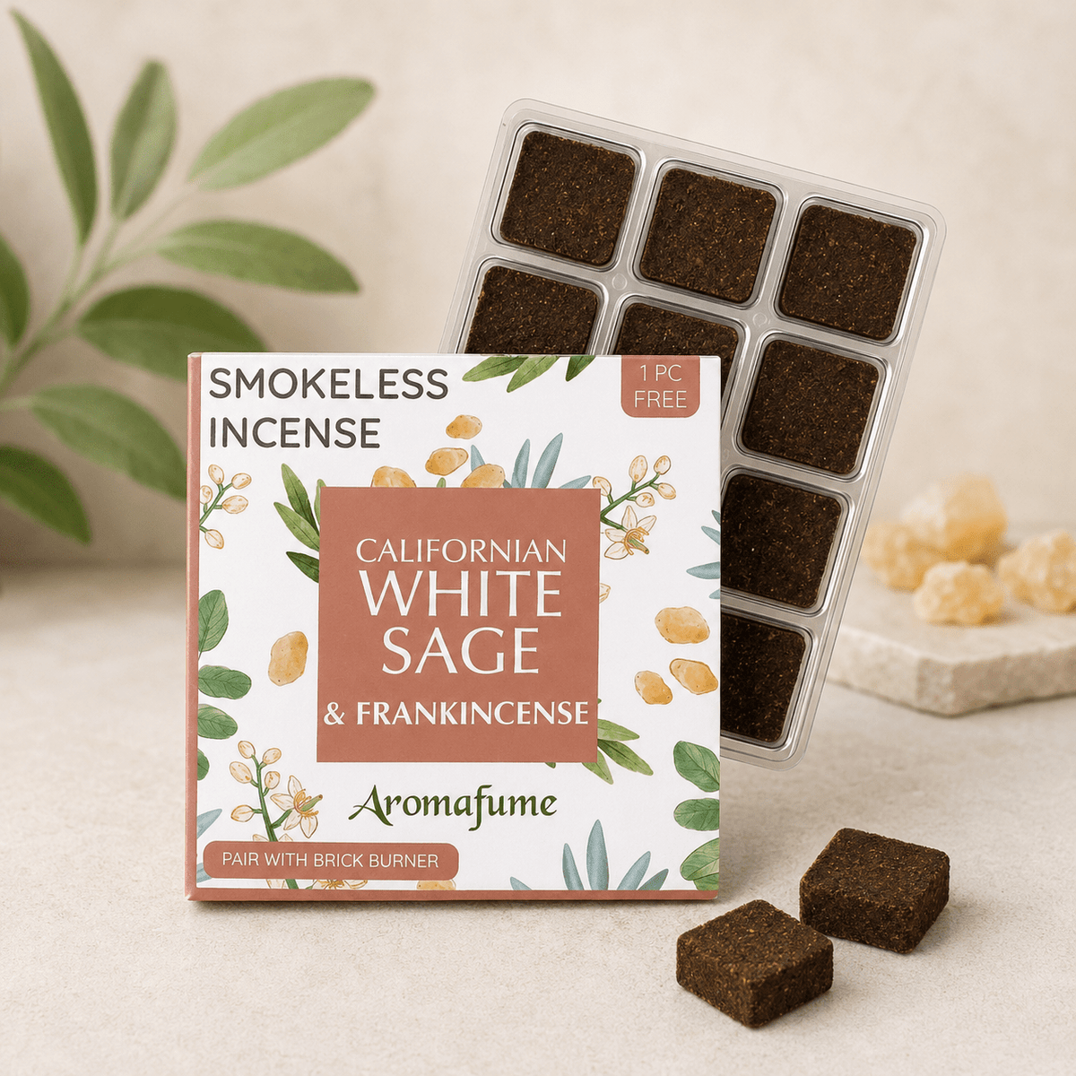California White Sage & Frankincense Incense Bricks Refill Pack
