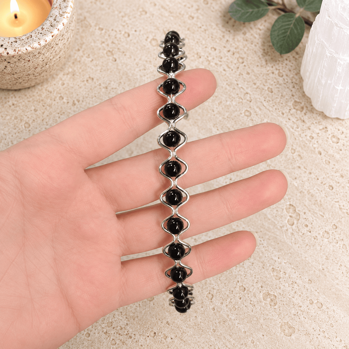 Black Obsidian Gemstone Headband
