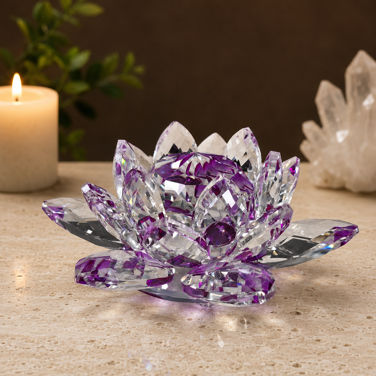 12cm Purple Glass Lotus