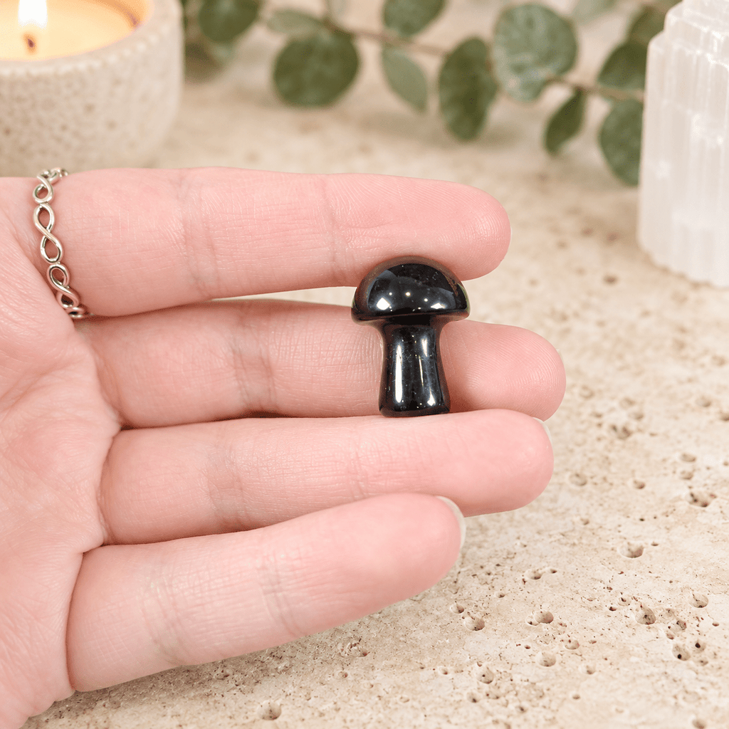 Black Obsidian 2cm Gemstone Mushroom