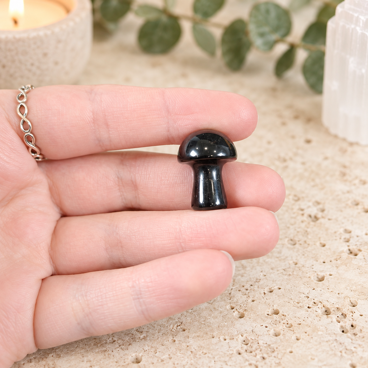 Black Obsidian 2cm Gemstone Mushroom