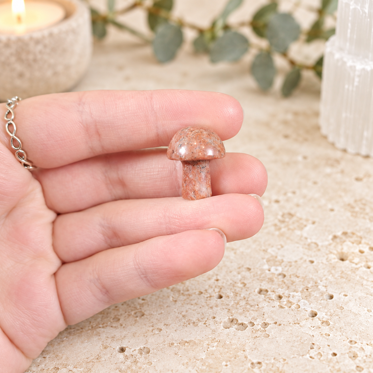 Red Sesame Jasper 2cm Gemstone Mushroom