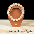 10mm Flower Agate Gemstone Bracelet